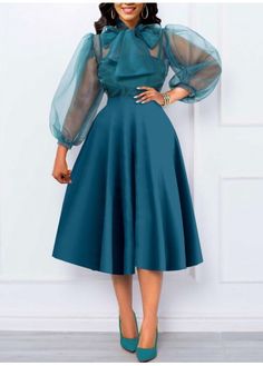 Color:Green;Size:L;Package Contents:1 X Dress;Occasion:Other;Style:Casual; Cheap Green Casual Sweats, African Dresses For Women Wedding Church, First Lady Church Dresses, Lace Dress Classy, Christening Dresses, Latest Dress For Women, Church Attire, Tie Collar, Plus Size Maxi Dresses