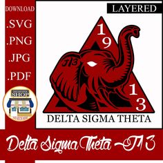 the delta signa logo is shown in red and black