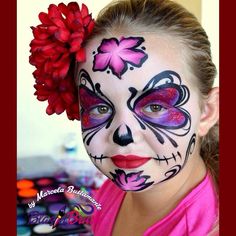 Sugarskull Facepainting, Skull Painting, Painted Nail Art, Face Painting Designs