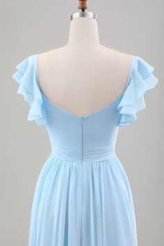 Countryside Outfit, Sky Blue Weddings, Lovely Partner, Dress With Ruffle Sleeves, Winter Formal Dresses, Light Blue Dress, Dress Occasion, Light Blue Dresses, Blue Dress Casual