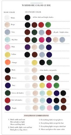 the color chart for wedding colors