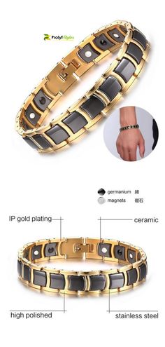 The fashionable ceramic and stainless steel bracelet is a great choice which will nicely enhance  your outfit and elevate your style. #bracelet #mensbracelet #goldbracelet #stainlesssteel #jewelry #jewellry #mensjewelry #goldjewelry Ceramic Chain, Sweat Belt, Trendy Bracelets, Men Bracelet, Jewelry Fashion Trends, Jewelry For Men, Bracelet Online, Magnetic Bracelet, Stylish Gifts