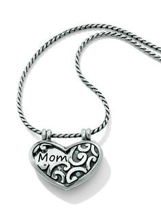 Here's a necklace that shows who is the heart of the family -- Mom! The Brighton swirl on this pendant makes room for mom (and some sparkle). Jewelry Logo Design, Cleaning Silver Jewelry, Silver Jewellery Indian, Jewelry Logo, Silver Jewelry Design, Silver Jewelry Necklace, Family Mom, Mens Silver Rings