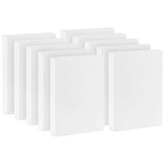 six white binders on a white background