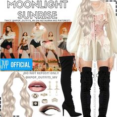 Moonlight Sunrise Twice Outfit Inspired, Twice Mv Outfit, Kpop Outfits Female, Moonlight Sunrise, Mv Outfits, Daniel 3, Performance Outfits