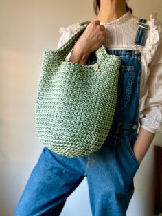 Whether you're exploring city streets, strolling through the farmer's market, or going to the beach, this versatile crochet tote bag is your go-to companion. Its soft, slouchy silhouette and comfortable shoulder straps ensure all-day comfort, while its mint green hue adds a playful pop of color to any your favorite summer outfits, from breezy dresses to casual T-shirt and jeans. With its timeless appeal and artisanal charm, handmade crochet hobo bag is sure to become a beloved addition to your c Eco-friendly Hobo Bag For Daily Use In Spring, Trendy Handmade Shoulder Bag For Everyday, Trendy Handmade Crochet Bag For Everyday Use, Handmade Casual Bucket Bag For Daily Use, Handwoven Crochet Bucket Bag For Everyday Use, Casual Handmade Bucket Bag For Everyday Use, Green Bucket Bag For Everyday Spring Use, Crochet Shoulder Bag For Daily Use In Spring, Everyday Crochet Bucket Bag With Braided Handles