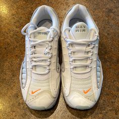 Like New Condition, Without Original Box, Never Worn, Nike Air Max Tailwind 4 Platinum Tint - White / Total Orange - Youth 6.5y / Ws 8 / 24cm Thank You So Much For Checking Them Out! Classic White Running Shoes, Classic White Lace-up Running Shoes, Classic White Running Shoes With Air Max Cushioning, Classic White Sneakers With Air Cushioning, Classic White Running Shoes With Air Cushioning, White Classic Sneakers With Air Max Cushioning, Classic White Air Max Sneakers, Nike White Running Shoes With Laces, Nike White Sneakers With Vented Sides