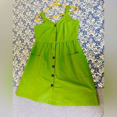 Parrot Green Cotton Dress New Never Worn Originally Got This From France Airport It’s 100% Cotton With Buttons In The Front Suitable For A Breezy Summer Wear Pit To Pit - 17’’ Waist - 14’’ Moving Out Sale Bundle To Save More Green Cotton Dress, Green Cotton, Summer Wear, Cotton Dresses, New Dress, Colorful Dresses, Green, Dresses, Women Shopping