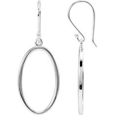 These oval dangle earrings provide a simple and classic look. They are small to medium in size with a width of 13.25 mm and a length of 25 mm. ◆ White gold jewelry is rhodium plated. Wire Hoop Earrings, Gold Sign, Metal Fashion, Classic Earrings, Earrings Metal, Yellow Earrings, Ear Candy, White Gold Jewelry, French Wire