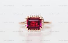 This is a beautiful Emerald cut Pink Rubylite Tourmaline and Moissanite engagement ring in solid 14k rose gold.  Gemstone - AAA Lab Rubylite Tourmaline (Available in other gemstones as well) with Moissanites Gemstone Size - approx. 1.5 Carats.  Gemstone Shape -  Emerald cut Metal - Sterling Silver with Rose/Yellow/ White Gold plating / Available in 14k Solid Rose/Yellow/ White Gold  Metal finish - Smooth All the gemstones are natural, Everyone is similar but not the same. It can be made in any r Dainty Promise Ring, Tourmaline Engagement Ring, Rose Yellow, Tourmaline Ring, October Birthstone, Ring Dainty, October Birth Stone, Gold Plated Jewelry, Moissanite Engagement Ring