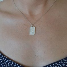 Our handcrafted sterling silver charm with raised lettering. This side says AMOR. It is shown with a 16 necklace on a model. Raised Letters, Love Charms, The Other Side, Both Sides, Earring Necklace, Ring Necklace, Charm Necklace, San Diego, Jewelry Bracelets