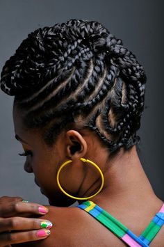 Updo Cabello Natural, Boxed Braids, Cameron Hair, Flat Twist Styles, Corn Row, Flat Twists