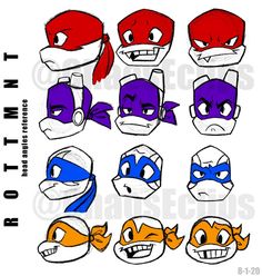 various types of masks with different faces and haircuts for each character in the video game