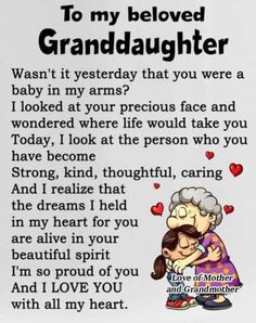 a poem written in the language of grandmother and granddaughter with an image of two children hugging each other