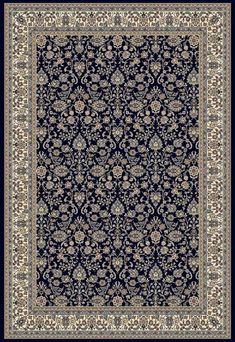 an area rug with blue and white designs on the bottom, in front of a black background