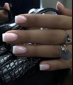 French Tips Black Women, Milky Pink Nails, Short Classy Nails, Boo Bees, Kutek Disney, Milky Pink, French Manicure Nails, Nagel Tips, Summery Nails