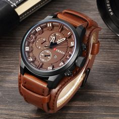 Item Type: Watch Movement: Time Module quartz movement (Japan Made) Band Material: PU Leather Case Material: Metal Band Length: 24 cm / 9.45 inch Band Width: 2.2 cm / 0.87 inch Dial Diameter: 4.8 cm / 1.89 inch Features: Casual Watch, Daily Watch, Sports Style Watch Mirror Material: Hardlex Package included: 1×Watch Stainless Steel Products, Luxury Gifts For Men, Mens Sport Watches, Military Watches, Mens Luxury, Sports Watch, Men's Watches, Watch Gifts, Luxury Watches For Men