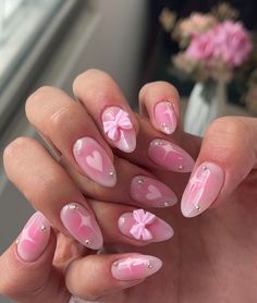 Pink Nail Inspo Almond, Nail Art Rosa, Coquette Nail, Elegant Touch Nails, Nail Vinyls, Wow Nails, Cute Simple Nails, Nail Trend, Simple Gel Nails