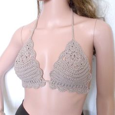 Beige crochet bralette - Lace bralette - Crochet bra - Coachella top - Beach cover up - Crop top bra Burning Men, Low Cut Blouses, Crochet Bra, Lace Halter Bralette, Crochet Bralette, Halter Bralette, Womens Halter Tops, Halter Tops, Boho Crochet