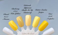 Color Focus: Yellow for Spring Nails, Burberry #415 Pale Yellow ... Nails Burberry, Nail Polish Yellow, Butter Nail Polish, Build Me Up Buttercup, Pale Nails, Tropical Vacation Nails, Sns Nails Colors, Dip Manicure, French Manicure Designs