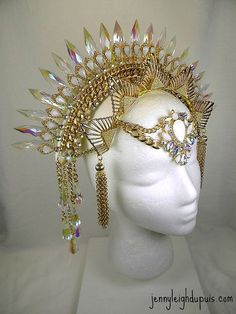 Burlesque Headpiece, Jewelled Headpiece, Pola Rok, Crown Headdress, Head Pieces, Head Dress, Fantasy Costumes, Colored Gems, Fantasy Jewelry