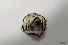 a drawing of a dog with blonde hair