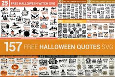 halloween quotes svg bundle with free printables for the entire package and other items