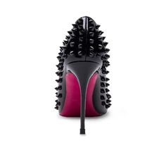 Make a statement in Spikes Pink Sole High Heel Pumps! These stylish and sexy shoes feature a bold pink sole, spikes for added flair, and a comfortable heel height. Whether you're dressing up for a night out or a day at the office, these shoes will make you stand out from the crowd. Genuine leather upper and insole; rubber outsole Point toe Spikes all over the shoes Pink sole 4" heel (10 cm, approximately) Narrow Shoes, Black Pumps Heels, Shoes Pink, Comfortable Heels, Pointed Toe Shoes, Stiletto Pumps, High Heels Stilettos, Slingback Sandal, Heel Pumps