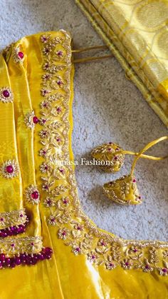 Yellow Maggam Work Blouse Designs, Yellow Work Blouse Designs, Yellow Blouse Maggam Work, Yellow Blouse Designs, Maggam Designs, Blue Blouse Designs, Latest Bridal Blouse Designs, Blouse Designs Catalogue