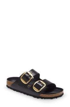 Birkenstock Arizona Big Buckle Slide Sandal (Women) | Nordstrom Birkenstock Arizona Big Buckle, Arizona Big Buckle, Flats With Arch Support, Black Birkenstock, Holiday List, Summer Capsule Wardrobe, Strap Sandals Women, Footbed Sandals, Fashion People