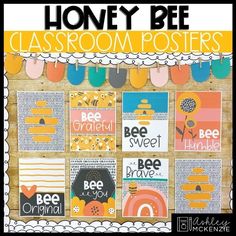 a poster with the words honey be classroom posters in black and white, on a wooden background