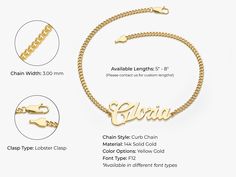 A perfect gift for someone special! This 14K solid gold Cuban Chain Bold Name Bracelet is a wonderful and thoughtful piece of jewelry that will be cherished forever. It is personalized with a name or other word(s) of the recipient's choosing. FEATURES • Material: 14k Solid Gold (Stamped 14K for authenticity) • Color Options: Yellow Gold • Chain Style: Cuban Curb Chain • Chain Width: 3.00 mm • Clasp Type: Lobster Clasp • Available Lengths: 5", 5.5", 6", 6.5", 7", 7.5", 8" For custom lengths feel 14k Gold Nameplate Bracelet For Anniversary, 14k Gold Name Bracelet For Anniversary, Customized Classic 14k Gold Jewelry, Gold Nameplate Chain Bracelet With Name, Yellow Gold Custom Name Bracelet For Mother's Day, Custom Name Yellow Gold Bracelet For Mother's Day, Custom Name 14k Yellow Gold Bracelet, Personalized Fine Jewelry Name Bracelet, Gold Nameplate Chain Bracelet