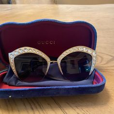 Authentic Gold Steel And Clear Stones Gucci Sunglasses In Excellent Condition, No Scratches I Will Not Entertain Unrealistic Offers, I’ll Rather Give It Away To My Nieces My Items Are All Authentic, Mosty Limited Edition, Or Hard To Find Items, Reasonably Priced And Barely Used.. Elegant Gucci Sunglasses For Evening, Luxury Gucci Sunglasses For Evening, Elegant Gucci Sunglasses For Formal Occasions, Formal Gucci Sunglasses With Glass Lenses, Designer Sunglasses With Mirrored Lenses For Parties, Designer Party Sunglasses With Mirrored Lenses, Designer Silver Sunglasses For Party, Designer Silver Sunglasses For Formal Occasions, Luxury Glass Sunglasses For Formal Occasions