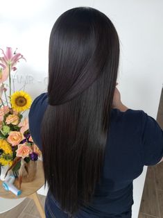 Volume Rebond, Cool Dark Brown Hair, Brunette Hair Cuts, Brown Hair Inspo, Dyed Hair Inspiration, Healthy Hair Tips, Hair Color Dark, Dark Brown Hair, Dream Hair