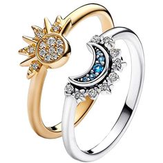 Sun And Moon Ring, Moon Rings, Celestial Sun And Moon, Best Friend Rings, Sun And Moon Rings, Bff Jewelry, Friend Rings, The Sun And Moon, Celestial Ring