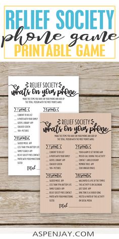 a printable game for the selfie society is shown on a wooden background with text