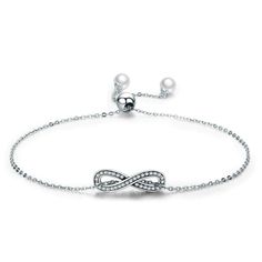 Item Type: Bracelet Gender: Women Bracelet Type: Chain Bracelet Setting Type: Prong Setting Shape\pattern: Geometric Chain Type: Snake Chain Material: Silver, Cubic Zirconia Length: 22 cm / 8.66 inch Weight: 2.5 g / 0.005 lb Package Includes: 1 x Pc Infinity Charm Bracelet, Silver Infinity Bracelets, Synthetic Diamond, Infinity Love, Chic Bracelet, Pandora Style, Women Bracelet, Minimalist Bracelet, Valentines Jewelry