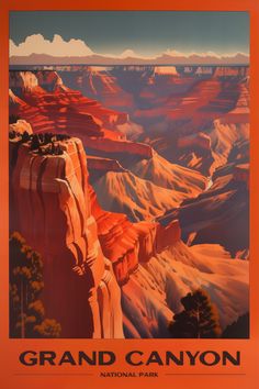 Grand Canyon Travel Poster, Vintage Travel Poster, National Park Art, Arizona Poster, Southwest Art Print, Desert Art, Large Wall Art, Fine Art Print, Living Room Wall Art, Minimalist Art, Home Wall Decor, Bedroom Wall Art, Grand Canyon Art, Mountain Wall Art, Red and Orange Art, Western Art Grand Canyon Poster, Grand Canyon Art, Gran Canyon, Arizona Poster, Desert National Park, Arizona Mountains, Southwest Travel, Trip To Grand Canyon