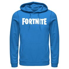 Get ready to tootsie slide right into your very own Victory Royale with officially licensed apparel for the whole family from the widely popular survival game, Fortnite! This Men's Fortnite Classic White Logo Graphic Hoodie features a large graphic of the classic Fortnite logo in white across the front. Trade in your boring old "skin" for these new gamer tees and show your love for your favorite video game! Blue Cotton Hoodie For Outdoor Activities, Blue Team Hoodie, Blue Cotton Hoodie For Fan Merchandise, Blue Team Name Hoodie For Winter, Blue Hoodie With Team Logo, Fortnite Logo, Pull Over Hoodie, Large Clothes, Red Hoodie