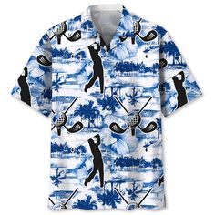 AIO Pride Golf Blue Nature Hawaiian Shirt All of our Hawaiian Shirt   are custom-made-to-order and handcrafted to the highest quality standards. Each shirt is constructed from a premium polyester blend that is ultra-soft and incredibly comfortable. This shirt has some great features, four-way stretch, short sleeve, lapel collar, button closure. Extremely soft to the touch, durable and breathable. Features a specialty high definition heat-dye application that ensures long lasting color vibrancy e Blue Short Sleeve Camp Shirt With All Over Print, Blue Relaxed Fit Camp Shirt With All Over Print, Blue Relaxed Fit Camp Shirt With Print, Blue Short Sleeve Sublimation T-shirt With Custom Print, Blue Short Sleeve Sublimation Design With Custom Print, Blue Cotton Hawaiian Shirt With All Over Print, Blue Golf Shirt For Summer, Blue All Over Print Sublimation Short Sleeve, Blue Cotton Shirt With Sublimation Print