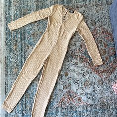 Jolie & Joy Tiktok Style One Piece Jumper/Bodysuit/Leggings. Nude, Size Small But Could Also Fit Medium. Brand New Without Tags. Cinched Butt Detail. Fitted Beige Bodysuit For Loungewear, Beige Fitted Long Sleeve Jumpsuits And Rompers, Bodysuit Leggings, One Piece Jumper, Tiktok Style, Pant Jumpsuit, Jumper, Pants For Women, One Piece