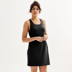 This Tek Gear women's ultrastretch dress with built-in bra is a wardrobe must-have. Click on this WOMEN'S GUIDE to find the perfect fit and more! TECHNOLOGIES & FEATURES Moisture-wicking technology Four-way stretch fabric Breathable Crewneck Sleeveless Two side pockets Rounded hem LinedFIT & SIZING 34-in. length from shoulder to hem Designed to hit above the knee Regular fit Tank dress silhouetteFABRIC & CARE Polyester, spandex Machine wash Imported Size: X Small. Color: Mineral Black. Gender: f Petite Size Chart, Dress Silhouette, Womens Size Chart, Petite Size, Dress Clothes For Women, Above The Knee, Tank Dress, Polyester Spandex, The Knee