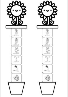 the sunflower is on top of two vases with numbers and symbols in it