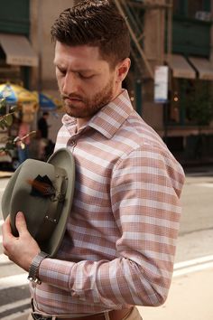 This Steven Land dress shirt is made with double-woven 100% cotton fibers that withstand wrinkles and shrinkage. The plaid contrasts handsomely with the solid round buttons on both the placket and cuffs. The classic collar and barrel cuffs pair with the plaid pattern to give this dress shirt a dressed-down style that will add a hint of sophistication to your casual outfits. Winter 2024, Fall Collections, Dressed Down, Plaid Pattern, Cotton Weaving, Dress Shirt, Wrinkles, Barrel, Casual Outfits