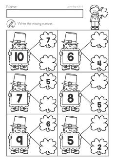 the worksheet for st patrick's day with shamrocks and clovers