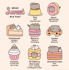 an illustrated poster with different types of cakes and donuts on it's sides