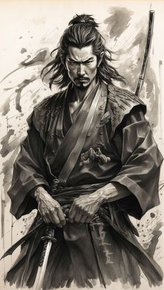 Ronin Samurai, Japanese Art Samurai, 2 Tattoo, Japan Tattoo Design, Warrior Tattoos, Miyamoto Musashi