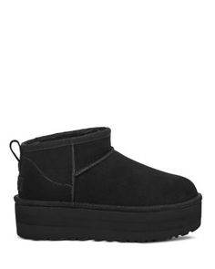 Ugg Women's Classic Ultra Mini Platform Boots Suede Boots Black, Ugg Ultra Mini, Ugg Classic Ultra Mini, Black Platform Boots, Fossil Fuels, Sheepskin Boots, E 40, Ugg Classic, Suede Booties