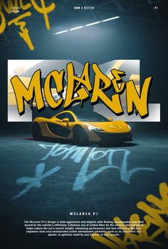 a yellow sports car with graffiti on it