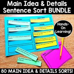 the main idea and details sentence sort bundle for students to use in their writing skills